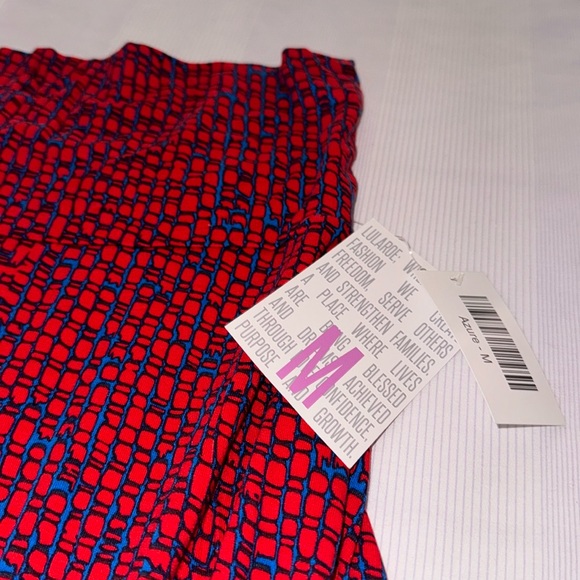 🍁 Lularoe “Azure” skirt red/blue pattern black outline M - Picture 4 of 7